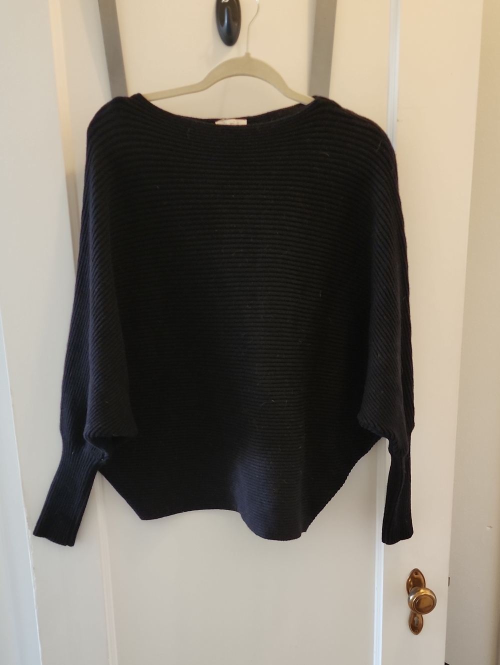 LA MIEL Black Ribbed Crewneck Sweater
